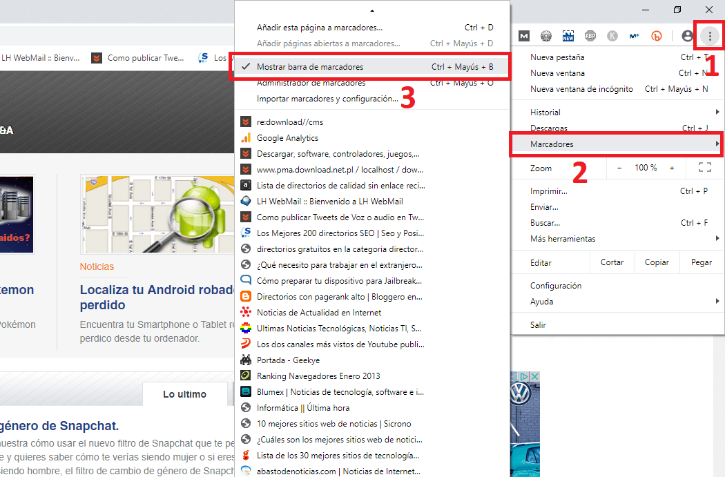 Activar O Desactivar Barra De Marcadores En Chrome Y Firefox